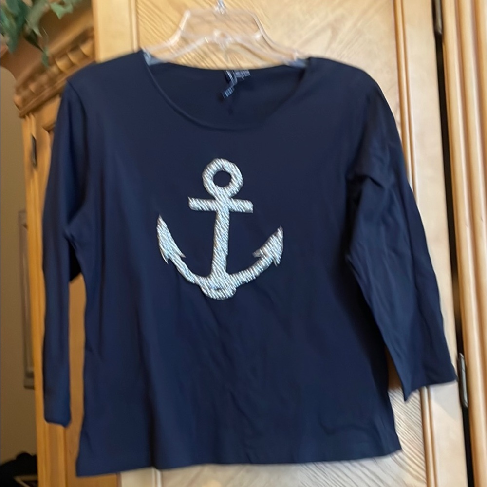 Cha Cha Vente black pearl anchor tee shirt size large